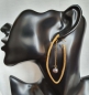 Preview: Earring made from brass, goldplated with black pearl