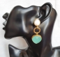 Preview: Earring made from brass, goldplated, aqua Chalcedony/baroque pearl