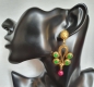 Preview: Earring made from brass, goldplated, with green and red Jade