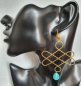 Preview: Ethno earring, brass goldplated, with Turquoise