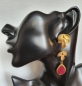 Preview: Fashionable earring, brass goldplated, with Ruby