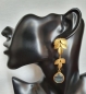 Preview: Fashionable earring, brass goldplated, with Labradorite