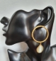 Preview: Fashionable earring made from brass, goldplated with white Cateye