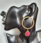 Preview: Fashionable earring made from brass, goldplated with Ruby