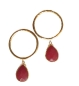 Preview: Fashionable earring made from brass, goldplated with Ruby