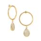 Preview: Fashionable earring made from brass, goldplated with white Cateye