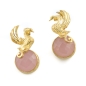 Preview: Fashionable earring, brass goldplated, with Rosequartz