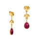 Preview: Fashionable earring, brass goldplated, with Ruby