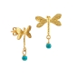 Preview: Earring made from brass, goldplated, Turquoise