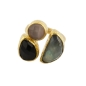 Preview: Ring made from brass, goldplated, Labradorite, Onyx, dusty pink Cateye