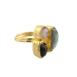 Preview: Ring made from brass, goldplated, Labradorite, Onyx, dusty pink Cateye