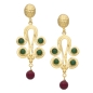 Preview: Earring made from brass, goldplated, with green and red Jade