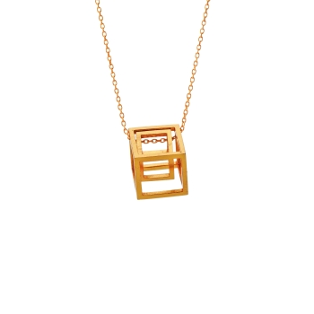 Cubic necklace made from brass, goldplated