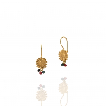 Earring made from brass, goldplated, Chalcedony