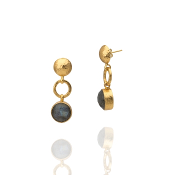 Earring made from brass, goldplated, Labradorite