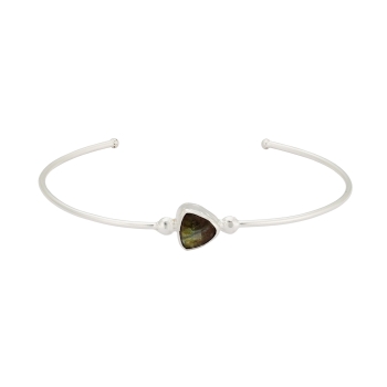 Bracelet made from brass, silver plated, labradorite