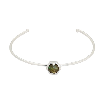 Bangle made from brass, silverplated, labradorite