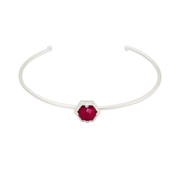 Bangle made from brass, silver plated, red jade