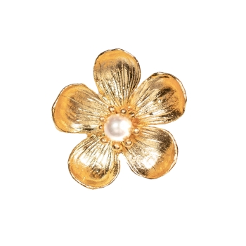 Brooch made from brass, goldplated, with pearl