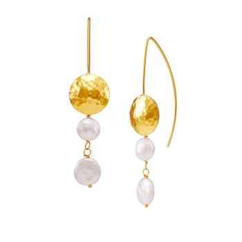 Earring made from brass, goldplated, baroque pearl