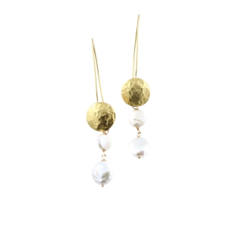 Earring made from brass, goldplated, baroque pearl