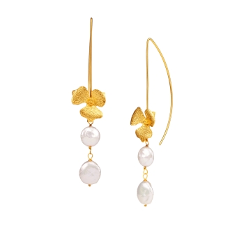 Earring made from brass, goldplated, baroque pearl