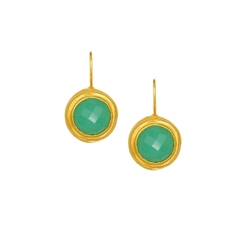 Earring made from brass, goldplated, aqua Chalcedony