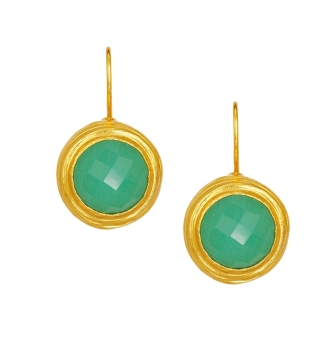 Earring made from brass, goldplated, aqua Chalcedony