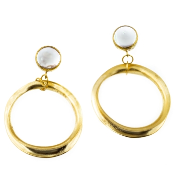 Earring made from brass, goldplated with baroque pearl