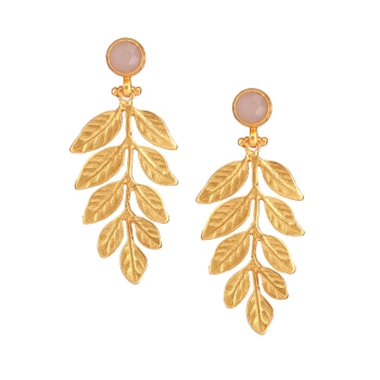 Earring made from brass, goldplated, Rosequartz