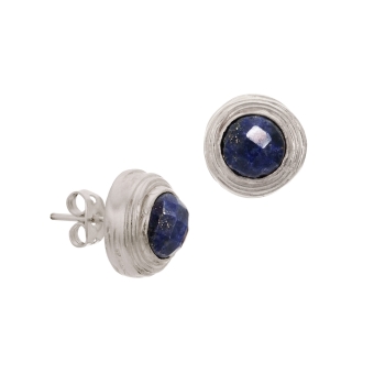 Earring made from brass, silverplated, Lapislazuli