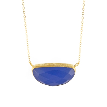 Kette aus Messing vergoldet, blauer Chalcedon