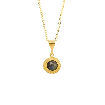 Necklace made from brass, goldplated, Labradorite