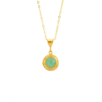 Necklace made from brass, goldplated, aqua Chalcedony