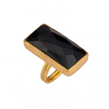 Ring aus Messing vergoldet, Onyx