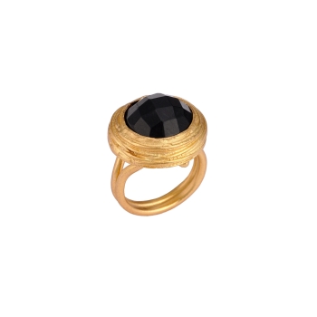 Ring aus Messing vergoldet, Onyx