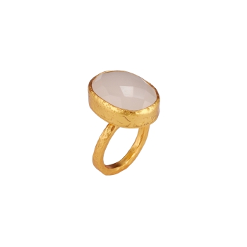 Ring aus Messing vergoldet, Chalcedon