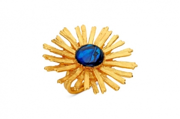 Ring made from brass, goldplated, abalone
