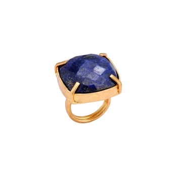 Ring aus Messing vergoldet, Lapislazuli