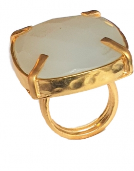 Ring aus Messing vergoldet, Chalcedon