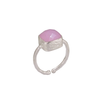 Ring made from brass, silverplated, rosequartz