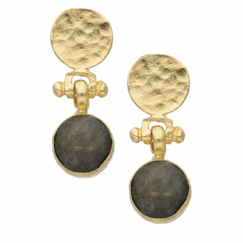 Earring made from brass, goldplated, Labradorite