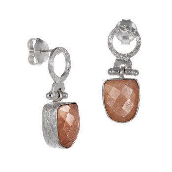 Earring made from 925 silver, peach moonstone