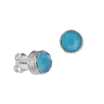 Earring made from 925 silver, blue chalcedony