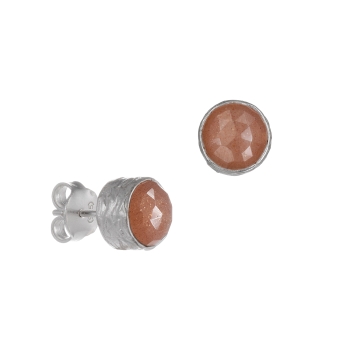 Earring made from 925 silver, peach moonstone