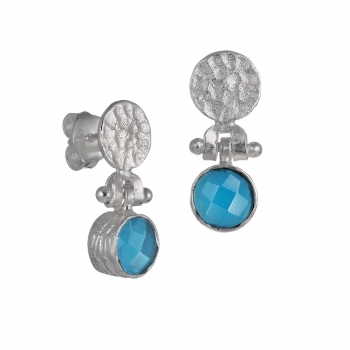 Earring made from 925 silver, blue chalcedony