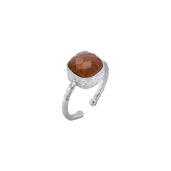 Ring made from 925 silver, peach moonstone