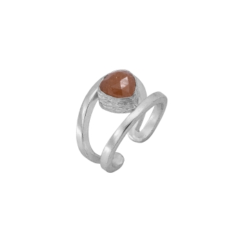 Ring made from 925 silver, peach chalcadony