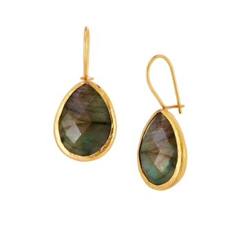 Earring made from brass, goldplated, Labradorite