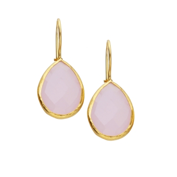 Earring made from brass, goldplated, Rosequartz